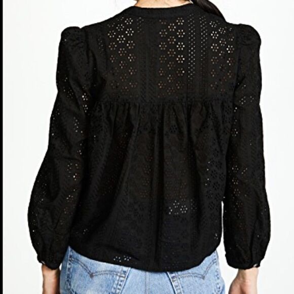 NWT Madewell Eyelet Double Tie Peasant Top - Picture 3 of 6